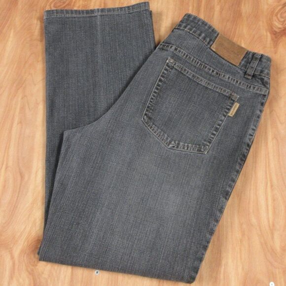 COLDWATER CREEK Natural Waist Bootcut Jeans Sz 16 Wide Leg Black Denim H17600 - Picture 1 of 16